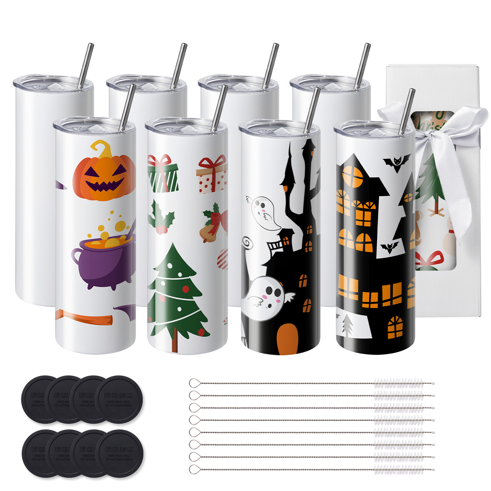 Sublimation Mug White - SucceBuy 8/12/14/16/24/50PC Straight Sublimation Tumblers Blank
