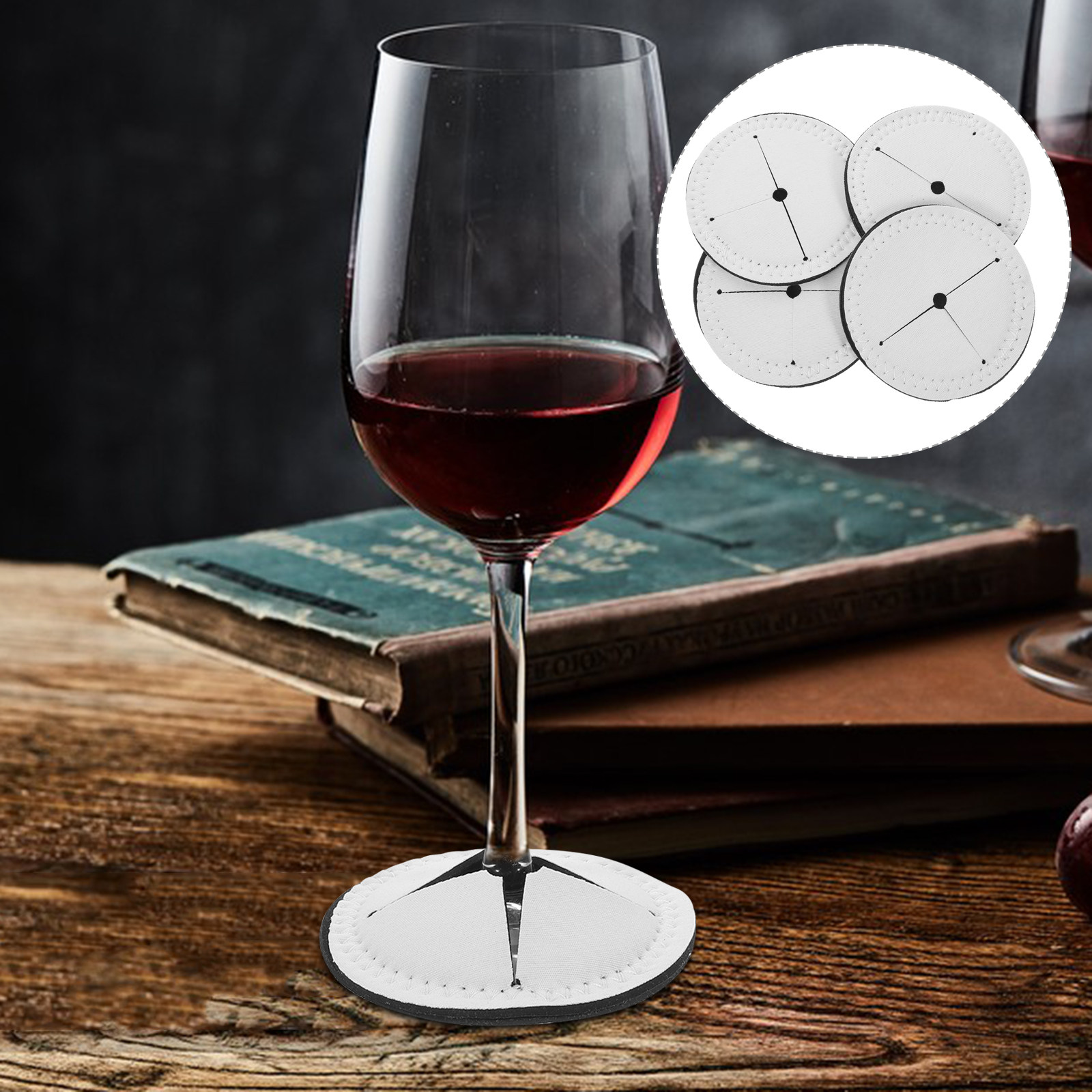4Pcs Red Wine Cup Coasters Hea - Coaster Sublimation Blank review and price