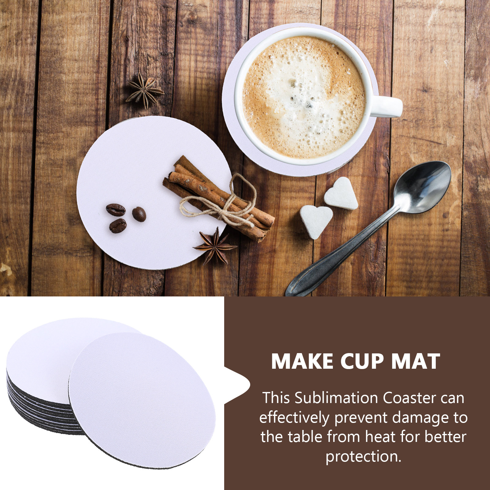 10Pcs Sublimation Heat Transfe - Coaster Sublimation Blank review and price