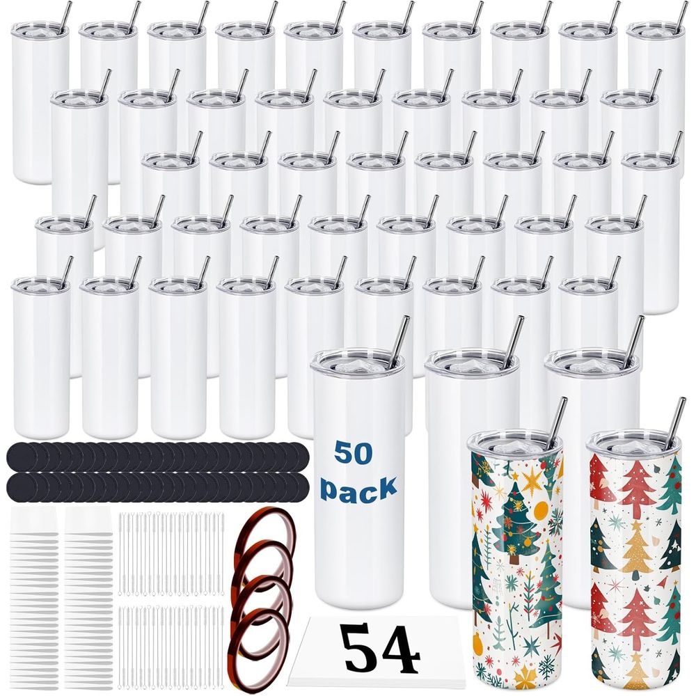 50 Pack 20 OZ Sublimation Tumb - Tumbler 20Oz White review and price